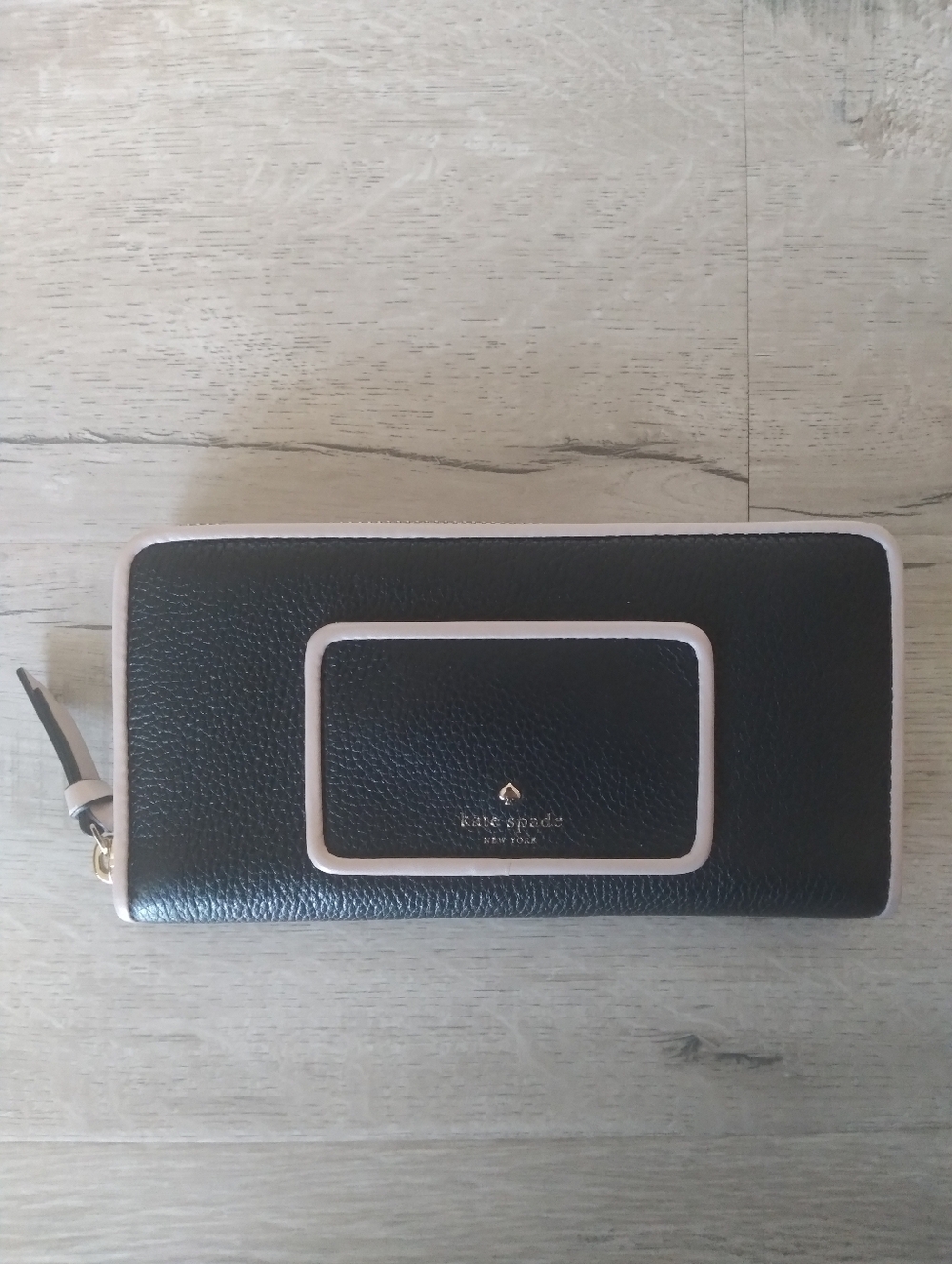 Kate Spade Black Wallet with Blush Pink Trim